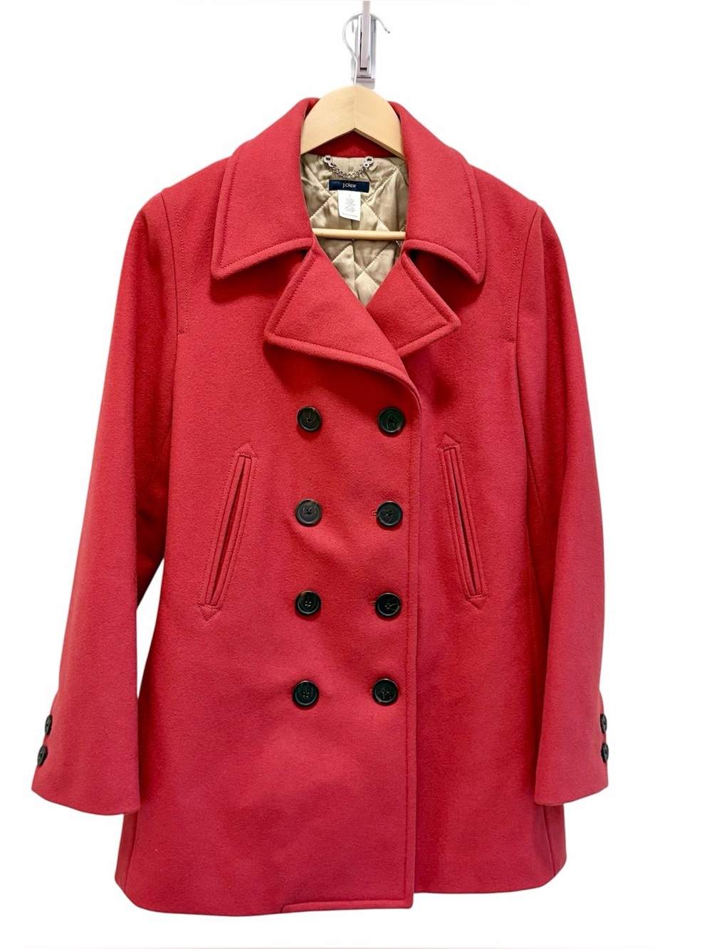 J. Crew Double Breasted Pea Coat L Orange-Red